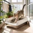 thumbnail image 4 of Stainless Steel Semi Enclosed Cat Litter Box, High Wall Kitty Litter Pan, For Indoor Pet Use And Easy Cleaning, Non Stick Odor Control Cat Toilet, 4 of 6