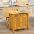 thumbnail image 4 of Sunset Trading Drop Leaf Kitchen Island Set with 2 Swivel Stools Drawers & Storage - Light Oak 3 Piece, 4 of 7