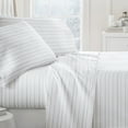 thumbnail image 3 of 100% Cotton Flannel Bed Sheets Set for Queen Size Bedding in Weathered Stripes Gray by Comfort Canopy, 3 of 15