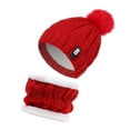 thumbnail image 5 of Gorro de punto Soledad con pompones y bufanda tubo rojo para niñas, 5 of 5