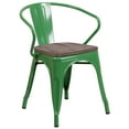 thumbnail image 2 of Flash Furniture Green Metal Chair with Wood Seat and Arms, 2 of 6