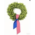 thumbnail image 6 of 20 Inch Patriotic Boxwood Wreath for Front Door, 4th of July Artificial Green Wreath with Stars & Stripes Ribbon, Memorial Day Independence Day Farmhouse Decor for Indoor Outdoor, 6 of 12
