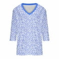 thumbnail image 2 of 3/4 Manga Superior, Moda Casual Impresión V-Cuello Blusa Hecha de Cómodo Estante de Imitación para Toda la Temporada de Uso Diario, Tops de Moda de Mujer, 2 of 4