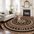 thumbnail image 2 of Brown Ethnic Flower Area Rugs 8'x10', Washable Small Throw Rugs for Living Room Patio, Abstract National Boho Geometric Indoor Outdoor Rug Non-Slip Low Pile Carpet Runner Reversible Floor Mats, 2 of 8