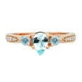 thumbnail image 2 of Dazzlingrock Collection 7X5MM Pear Aquamarine & Round White Diamond 3 Stone Teardrop Engagement Ring for Women (0.10 ctw, Color I-J, Clarity I1-I2) in 18K Rose Gold, Size 7.5, 2 of 4