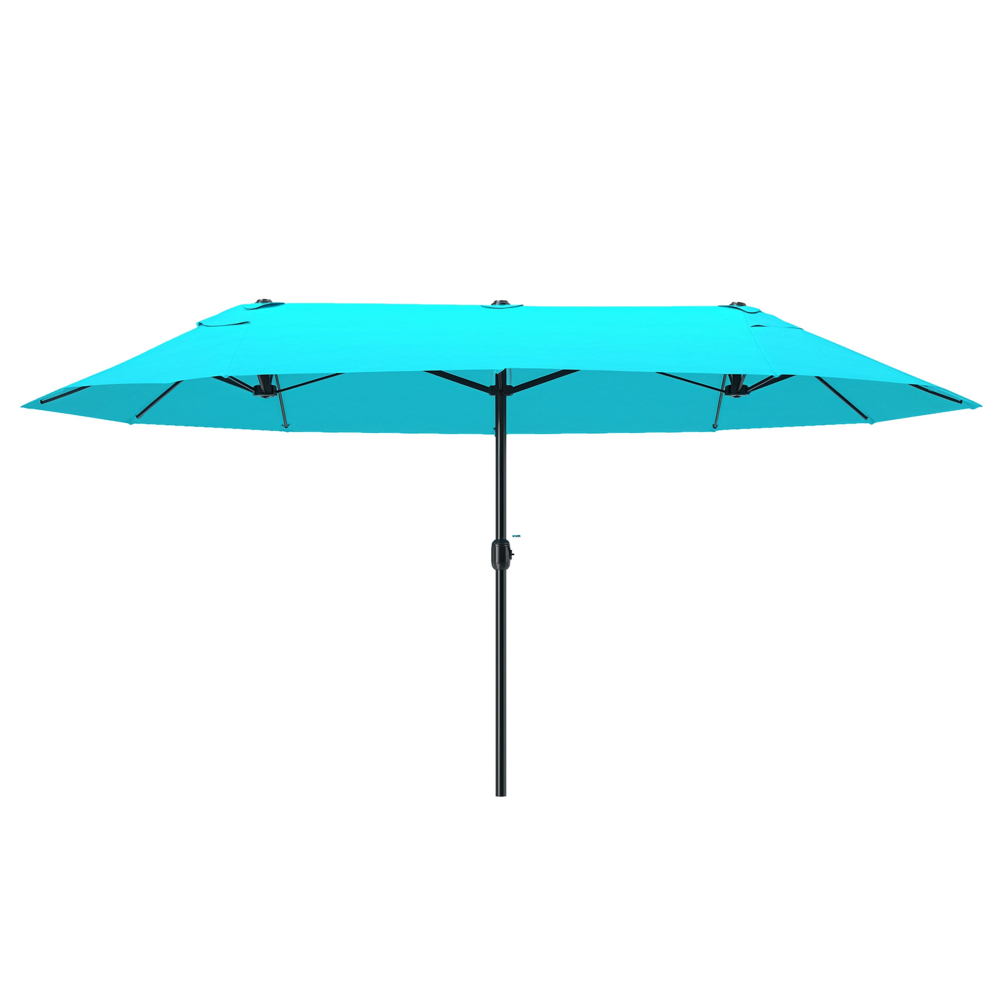 Outsunny Extra Large 15ft Patio Umbrella, Double-Sided Outdoor Umbrella with Crank Handle and Air Vents for Backyard, Deck, Pool, Market, Light Blue