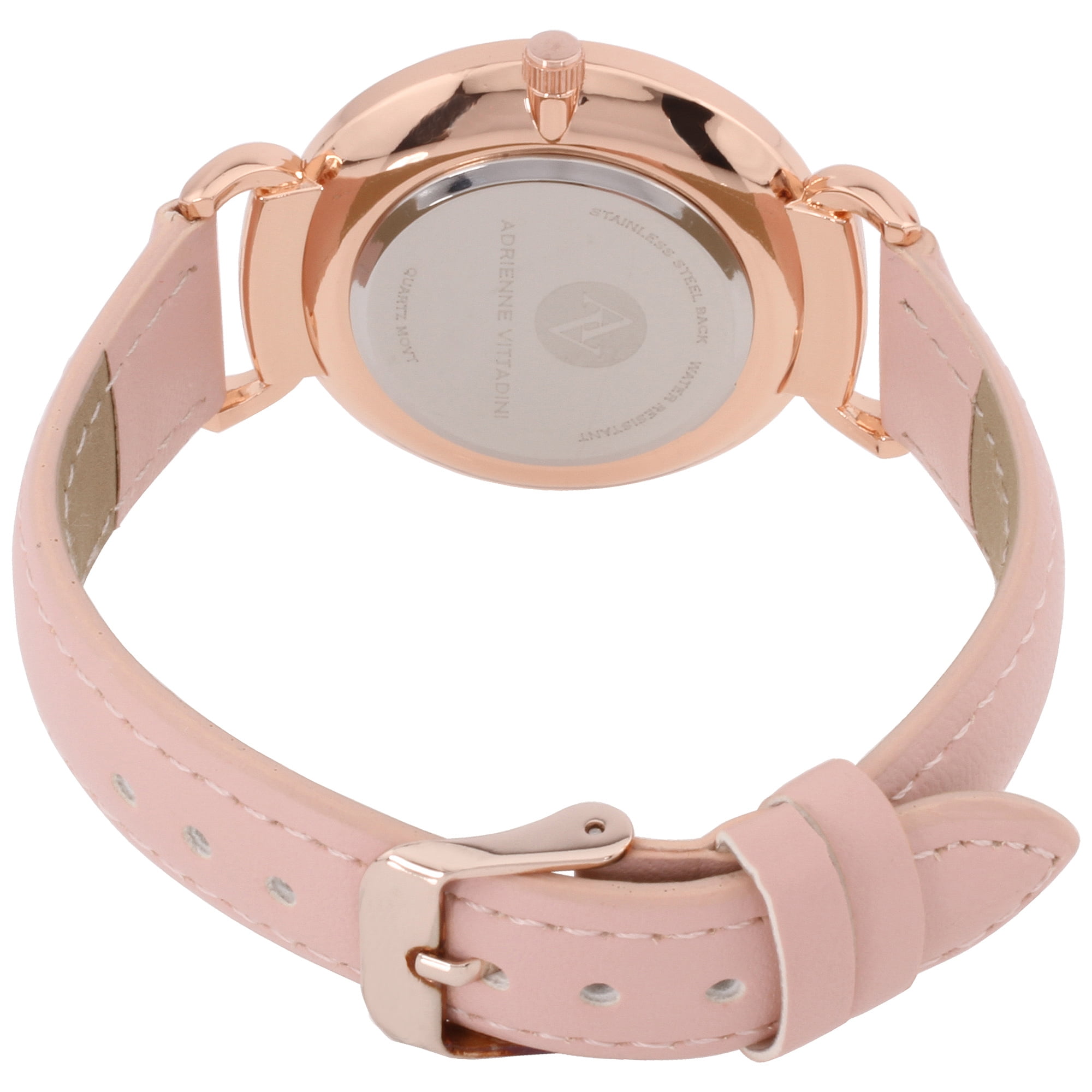 Adrienne Vittadini Diamond Dial Mock Chronograh and Blush Leather Analog  Watch - Walmart.com