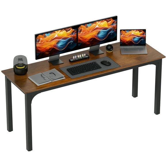 HOMCOM 71" Computer Desk, Study Desk with Metal Legs, Rustic Brown