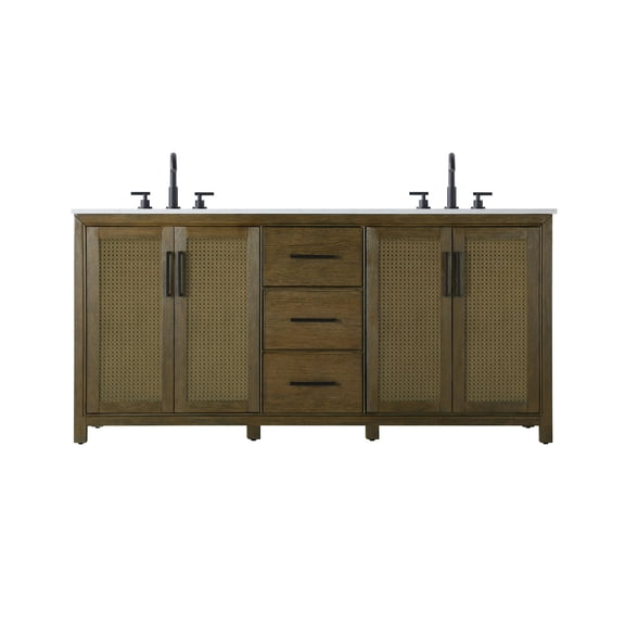 Elegant Lighting VF29572DHO Alina 72" Free Standing Double Basin Vanity Set - Hazel Oak