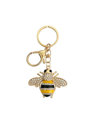 HUTIMY Bee Gifts Keychain Honey for Women Men Bumblebee Key Chains Stuff  Super Bumble Bees Jewelry Honeybee Charm Items Honey Bee Keychain