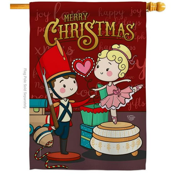 Ornament Collection H192290-BO 28 x 40 in. Nutcracker & Bellet Doll House Flag with Winter Christmas Double-Sided Decorative Vertical Flags Decoration Banner Garden Yard Gift