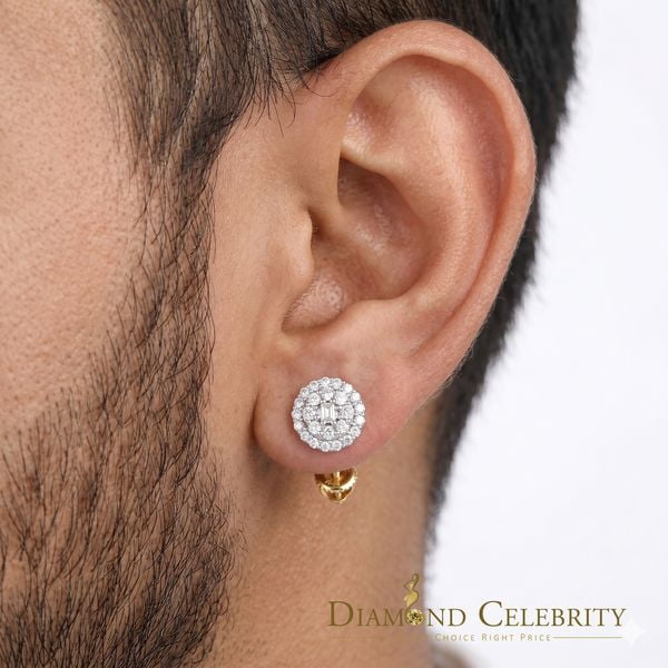 Diamond Celebrity's 925 Yellow Sterling Silver 1.86ct Cubic Zirconia Round Women's Stud Earrings