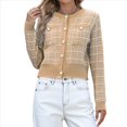thumbnail image 3 of Cárdigan de Punto Texturizado de Larga con Botones y Bolsillos para Mujer Caqui XL, 3 of 9