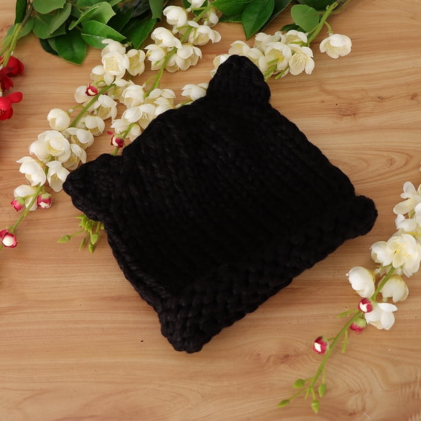 Cute Knit Crochet hat para Bebés Niñas Negro Yotijar Gorro de punto de invierno para niños