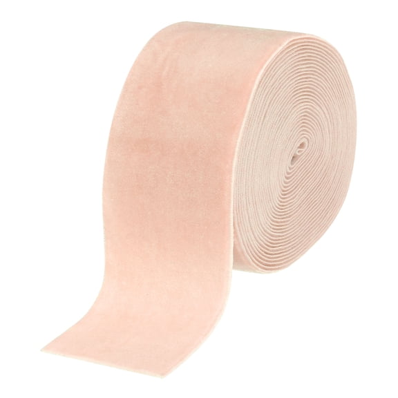 Uxcell Velvet Ribbon 2 Inch x 3 Yard Single Face Spool Silky Velvet Fabric for Bouquets DIY Crafts Gift Wrapping Wedding Party Light Pink