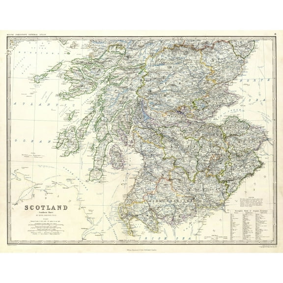 Historic Map - Scotland Southern Sheet - Johnston 1861 - 29.22 x 23 - Vintage Wall Art