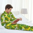 thumbnail image 6 of Picia Watercolor Kiwi Fruits Summer Pattern Men’s Long-Sleeve Sleepwear Set - Soft 2-Piece Loungewear with Pockets, Comfy PJs for Relaxing Nights-Large, 6 of 7