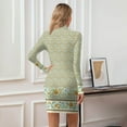 thumbnail image 5 of Women's High-Neck Casual Long Sleeve Floral Printed Slim-Fit Dress for Spring and Autumn Outings,Mint Green,2XL, 5 of 6
