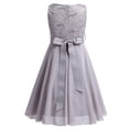 thumbnail image 2 of Vxuxlje Kids Flower Girls Dresses Wedding Lace Chiffon Sleeveless Bridesmaid Dress Princess Prom Ball Gray 16, 2 of 7