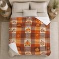 thumbnail image 5 of Rustic Pumpkin Maple Leaf Harvest Patchwork Living Room, Cozy Festive Scene, Warm Flannel Blanket for Living Room and Family Room, Art Lovers Thanksgiving Gift, Festive Home Decor, 5 of 9