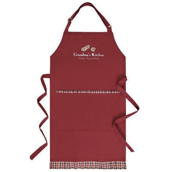 "Grandma's Kitchen, Children Spoiled Daily" 100% Cotton Red Kitchen Apron