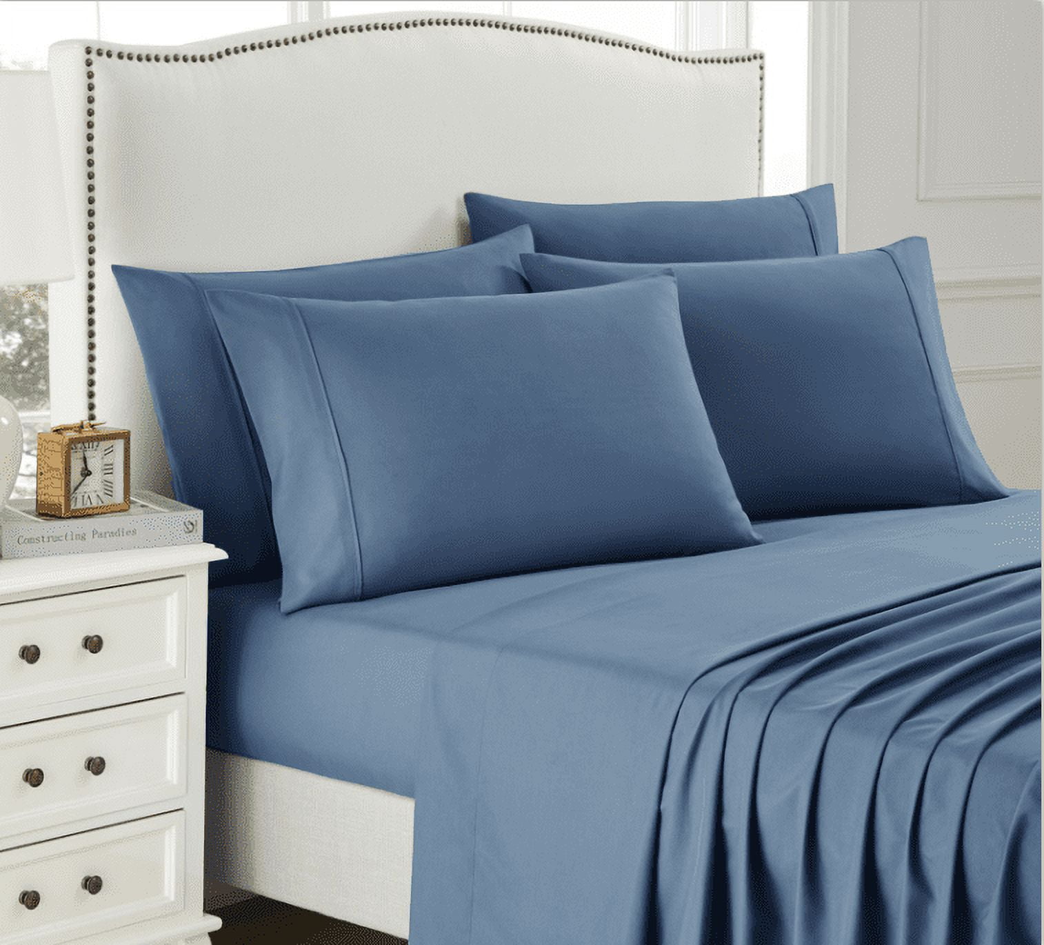 Sweet Home Collection 1500 Series Bed Sheets - Extra Soft Microfiber Deep Pocket 6pc Sheet Set - Denim, RV Short Queen