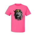 thumbnail image 2 of Wild Bobby, King Lion with Gold Crown Art, Animal Lover, Men Graphic Tee, Neon Pink, X-Large, 2 of 4