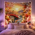 thumbnail image 2 of Japanese Landscape Sunset Over a Red Bridge and River Serene Japanese Inspired for Nature Lovers Asian Landscape Wall Art Housewarming Gift Tapestry Wall Hanging for Bedroom, Living Room and Dorm, 2 of 7
