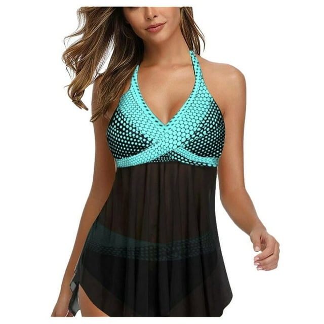 Tankini Swimsuit for Women Two Piece Tummy Control Bathing Suits Tankini Top with Sporty