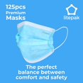 thumbnail image 4 of Mascarillas desechables Litepak, paquete de 125, confort premium, azul, 4 of 7