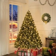Naomi Home 4.5ft Pre-Lit Artificial Christmas Tree with 561 Branch Tips, 300 Warm White Lights, Pine Cones, Foot Pedal, and Metal Stand – Realistic Traditional Christmas Tree with Lights
