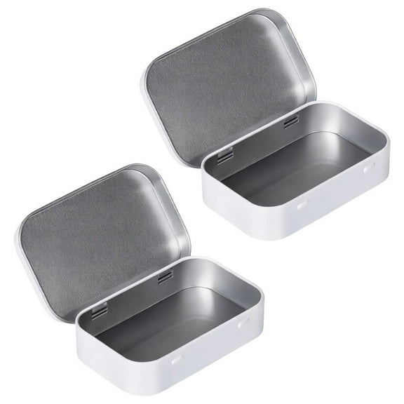 WE-POLUJ Pack of 2 Flips Top Storage Tin Boxes Iron Organizers for Retro Decoration