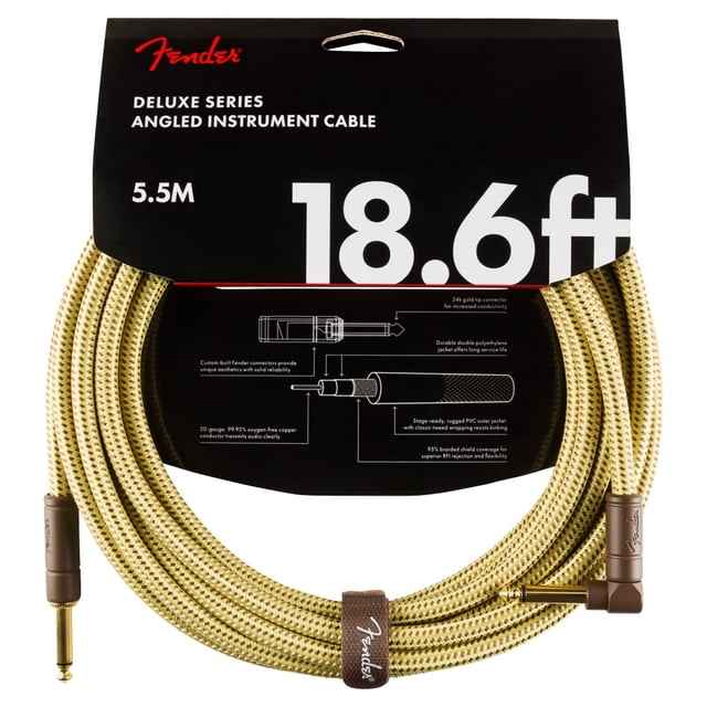 Cable para instrumentos Fender Deluxe Series, recto/angular, 5,6 m