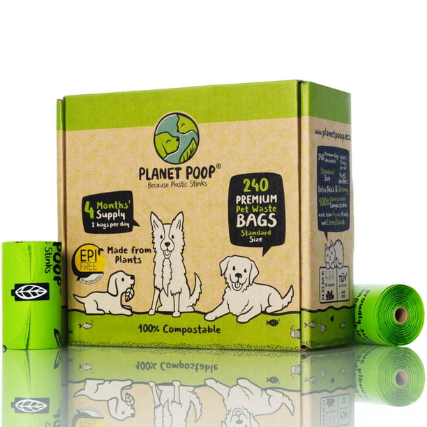 PLANET POOP Home Compostable Dog Poop Bags on Refill Rolls, 240 ...