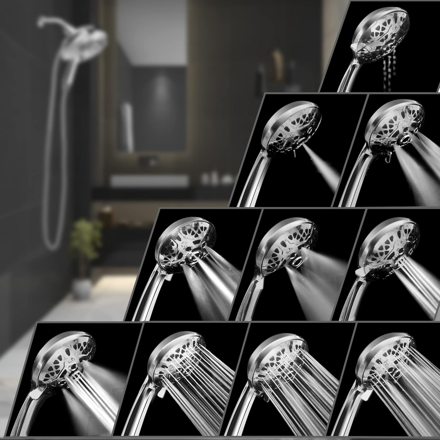 KESTE Dual Shower Head Combo, Rainfall and Handheld, Silver photo 4