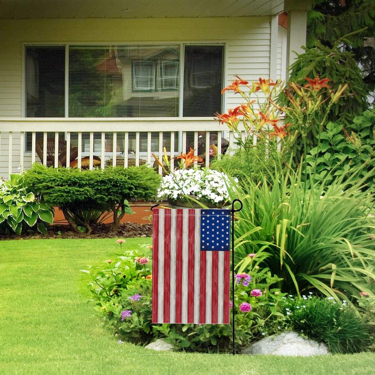 AVOIN American US Flag Garden Flag Vertical Double Sided Patriotic Flag of The United States Stars and Stripes Old Glory Yard Outdoor Decoration 12.5 x 18 Inch