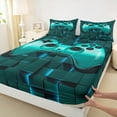 thumbnail image 3 of Feelyou Cartoon Gamepad Child Bed Sheets, Turquoise Stereoscopic Square King Sheets, Video Game Controller Sheet Set, Super Cozy Room Decor, 4pcs, 3 of 7