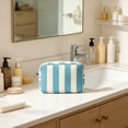 thumbnail image 6 of 9x6 Inch Striped Corduroy Makeup Bag, Zippered Cosmetic Pouch, Travel Organizer for Toiletry Storage, Outdoor Trip and Beauty Arrangement, 6 of 6