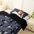 thumbnail image 4 of Manfei Cartoon Orca Dark Gray Twin Comforter Sets for Kids Boys and Girls, Nautical Marine Print Bedding Set, Black Reversible 2-Piece, 1 Comforter and 1 Pillowcase, 4 of 6