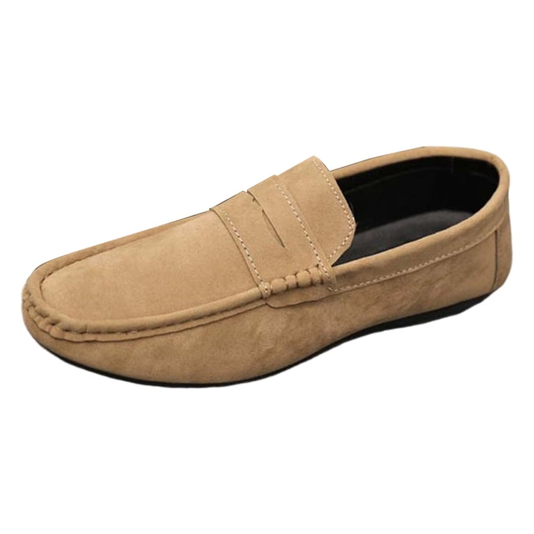 Men\'s Brown Suede Penny Loafers Slip-On Driving Moccasins Casual Flat Shoes Bulk Brown Suede Penny Loafers, Slip On Flat Dress Shoes  main image 2