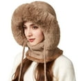 thumbnail image 5 of 3 In 1 Beanie Hat for Women Fashion Clothing Women's Hats & Caps Face Mask Cozy Winter Scarves Khaki, 5 of 9