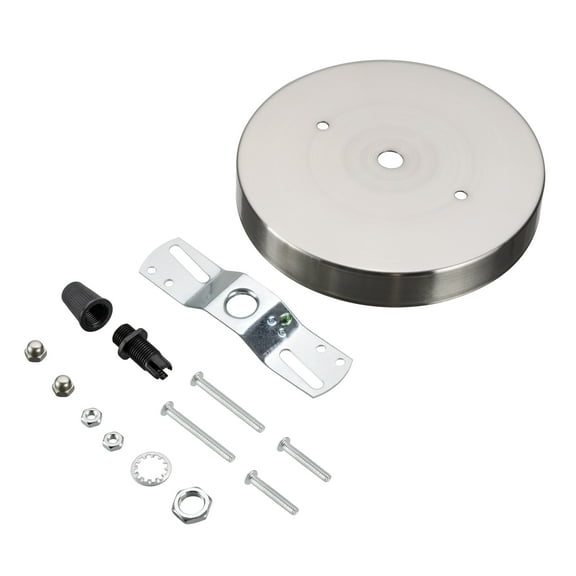 Aspen Creative 21512-31 Contemporary Fixture Canopy Kit, 5-1/8" Diameter, 7/16" Center Hole, Brushed Nickel, 1 Sets/Pack