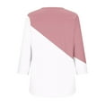 thumbnail image 4 of 4th of July Womens Shirts,Women Blouses Crew Neck Solid Color,Gradient,Check,Print,Stripes 3/4 Sleeve Fashion Wrinkled Loose-Fitting Oversized T Shirt Cropped Sleeve Blouses for Women Dressy Casual, 4 of 5