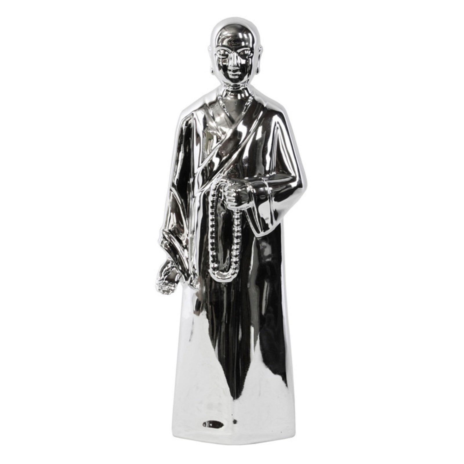 Urban Trends Porcelain Standing Monk Figurine Polished Chrome Silver