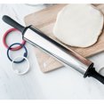 thumbnail image 1 of Stainless Steel Rolling Pin with Thickness Rings Large Duty Adjustable Roller, 1 of 8