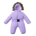 thumbnail image 3 of LFEOOST Outerwear Romper Coat Warm Infant Baby Jacket Snowsuit Girls Hooded Jumpsuit Girls Snow for Kids 3M-24M Purple 60, 3 of 9