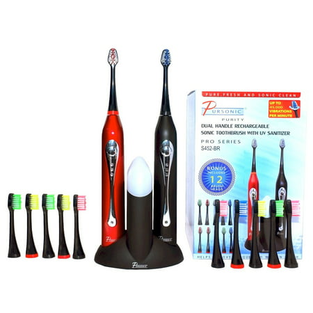 Image result for Pursonic S452BR Dual Handle Sonic Toothbrush With 12 Brush Heads