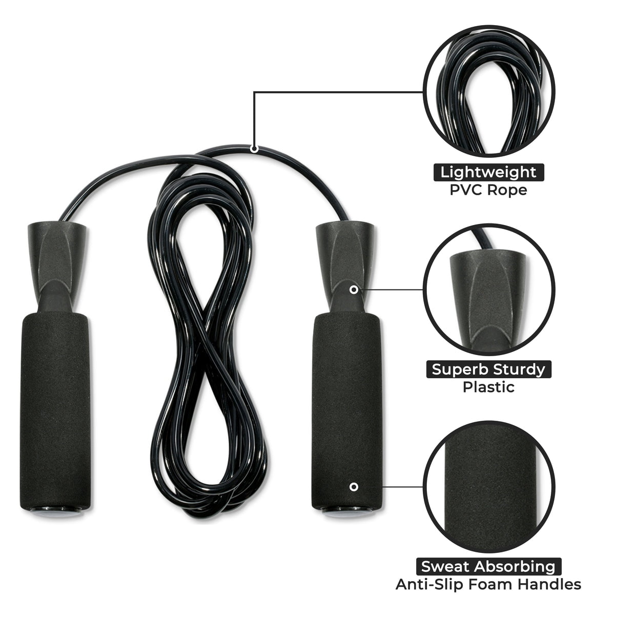 Quick Fit Weighted Jump Rope Set of 2 (1LB) w/ Non-Weighted Skipping Cord - Portable Exercise Accessory for Cardio, HIIT, Endurance - Fun Workout Aid for Burning Heavy Calories - Ball Bearing Handles