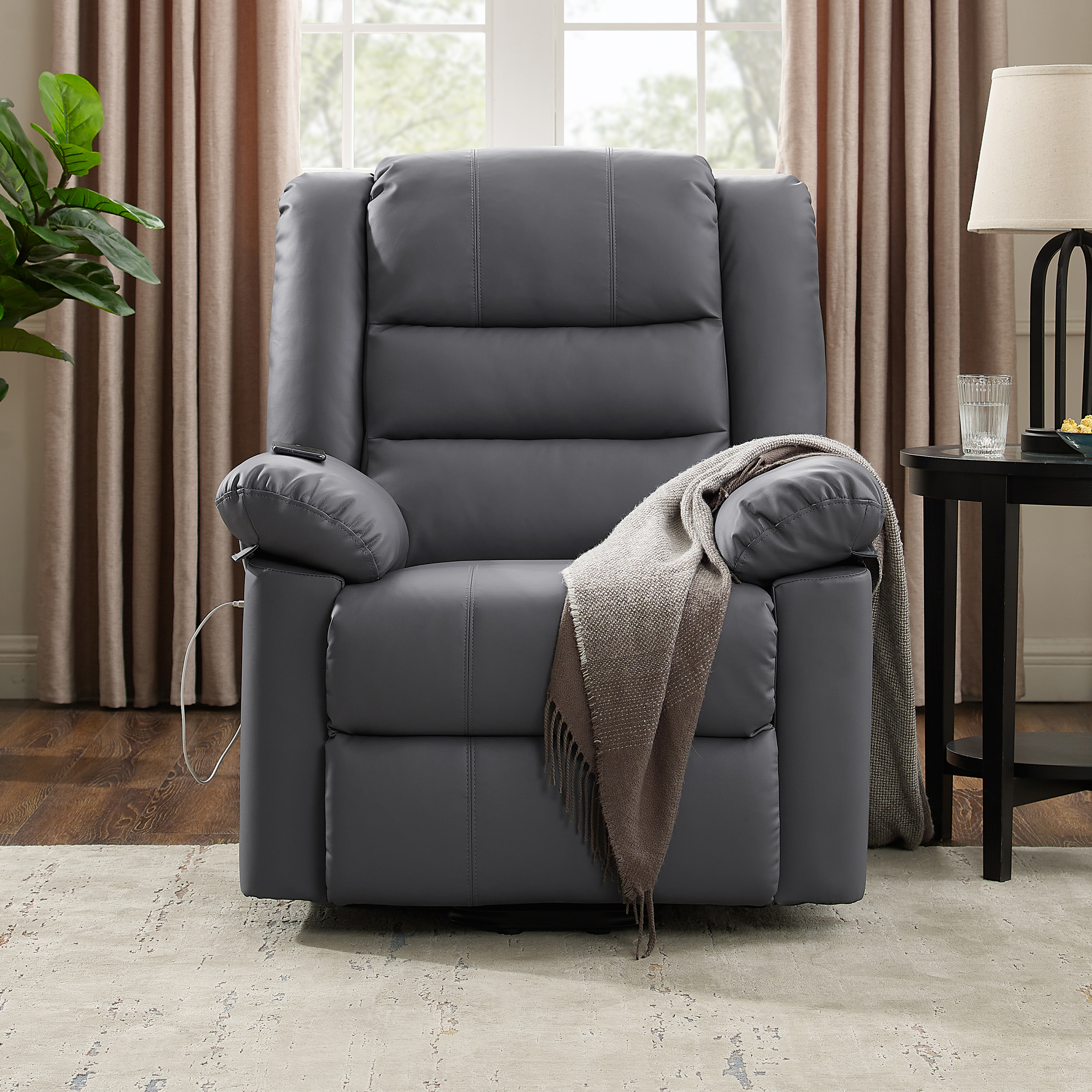 Hillsdale Cedar City Power Lift Faux Leather Recliner with USB, Dusk Gray - image 5 of 23