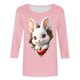thumbnail image 4 of Xuyuer Ladies' Easter Print Round Neck Three Quarter Sleeve 3/4 Sleeve T-shirt Loose Tops Casual Loose Fit Crewneck T Shirts Tunic Tops, 4 of 5
